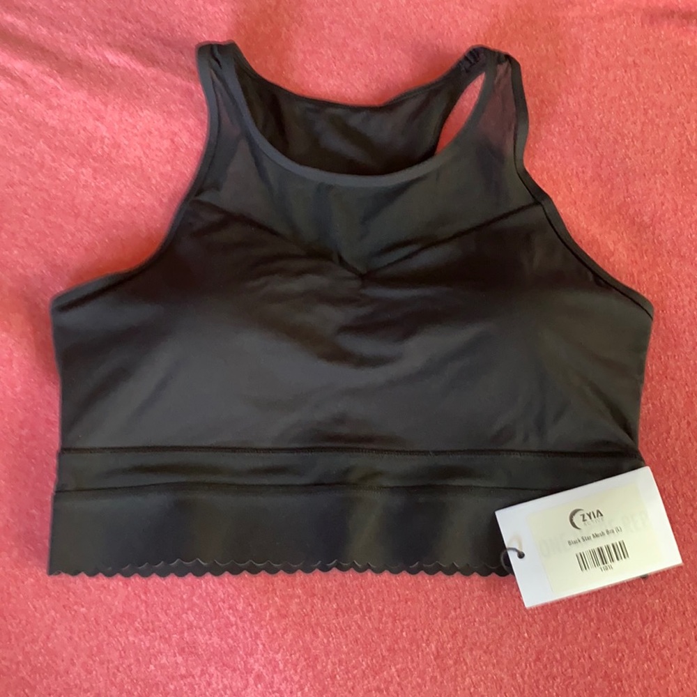 NWT Zyia Active Black Star Mesh Workout Top